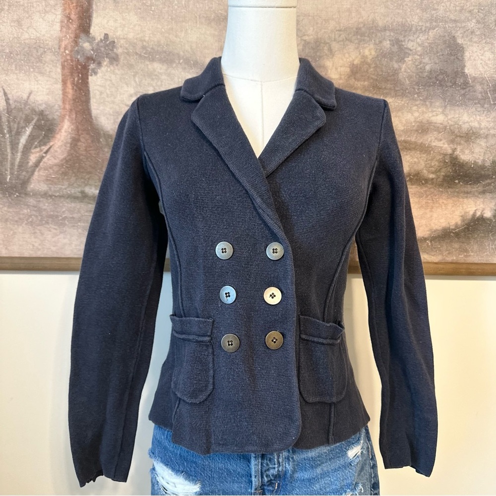 LOFT Double-Breasted Dark Blue Blazer